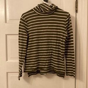 Madewell olive and white stripe turtleneck